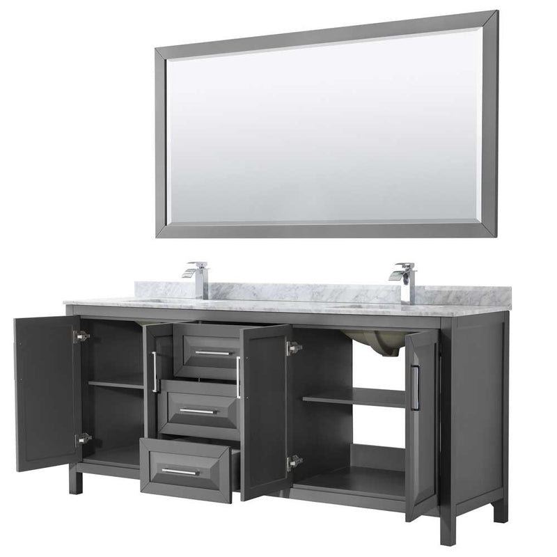 Daria 80 Inch Double Bathroom Vanity in Dark Gray - 60