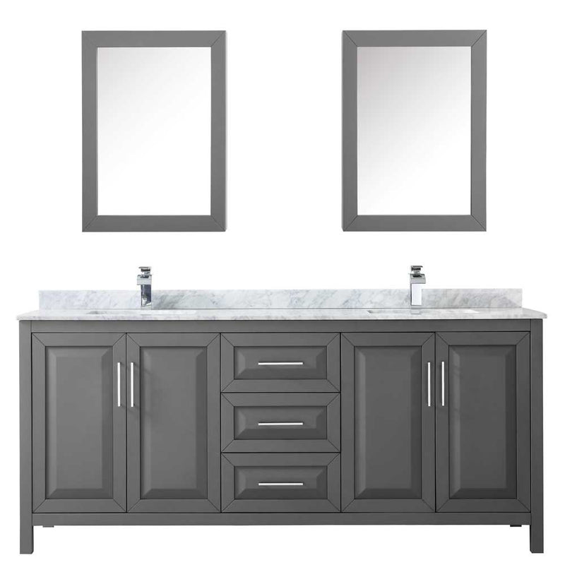 Daria 80 Inch Double Bathroom Vanity in Dark Gray - 66