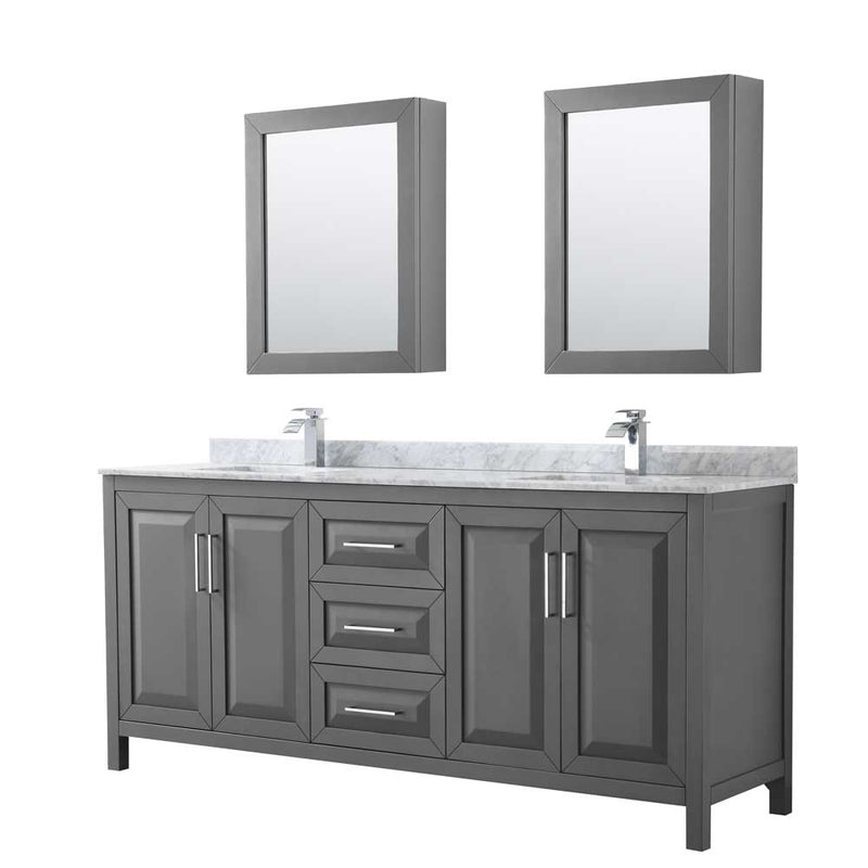 Daria 80 Inch Double Bathroom Vanity in Dark Gray - 64