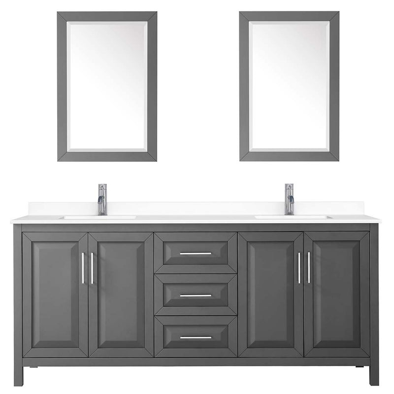 Daria 80 Inch Double Bathroom Vanity in Dark Gray - 78