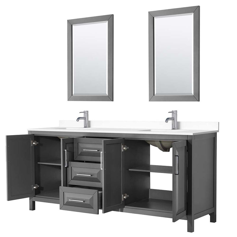 Daria 80 Inch Double Bathroom Vanity in Dark Gray - 77