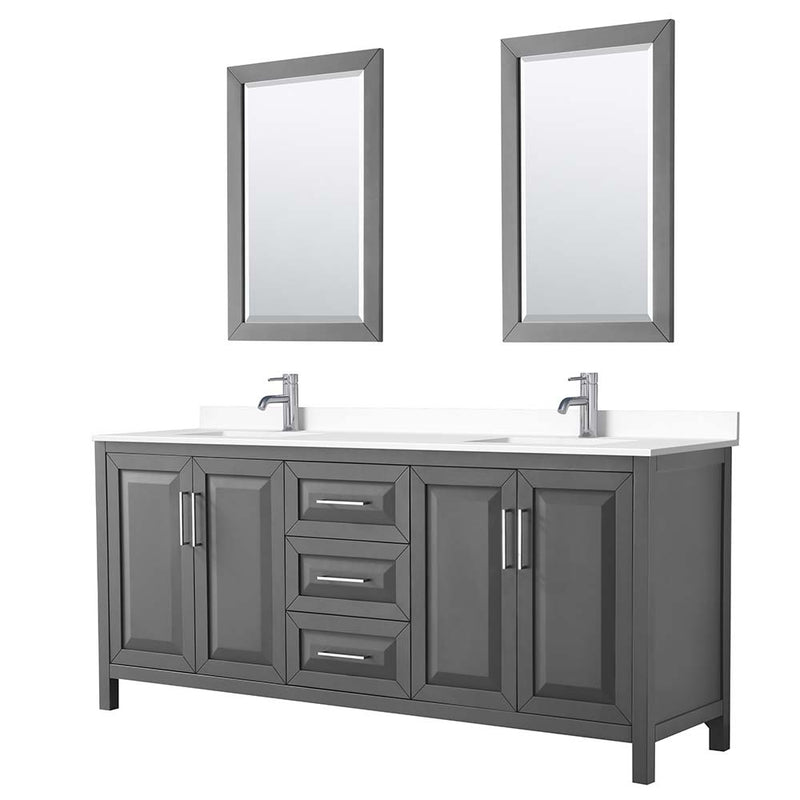 Daria 80 Inch Double Bathroom Vanity in Dark Gray - 76