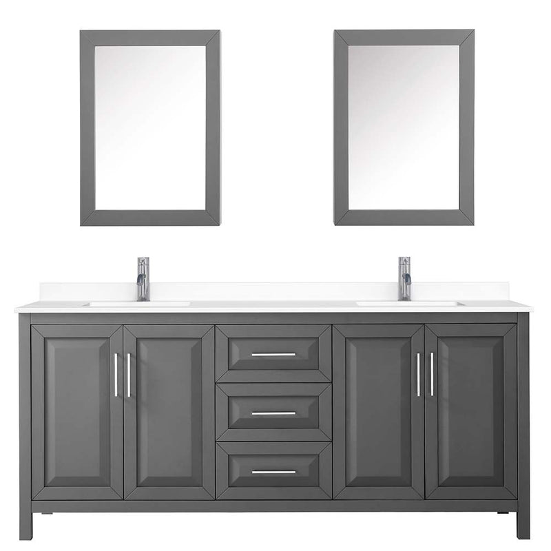 Daria 80 Inch Double Bathroom Vanity in Dark Gray - 88