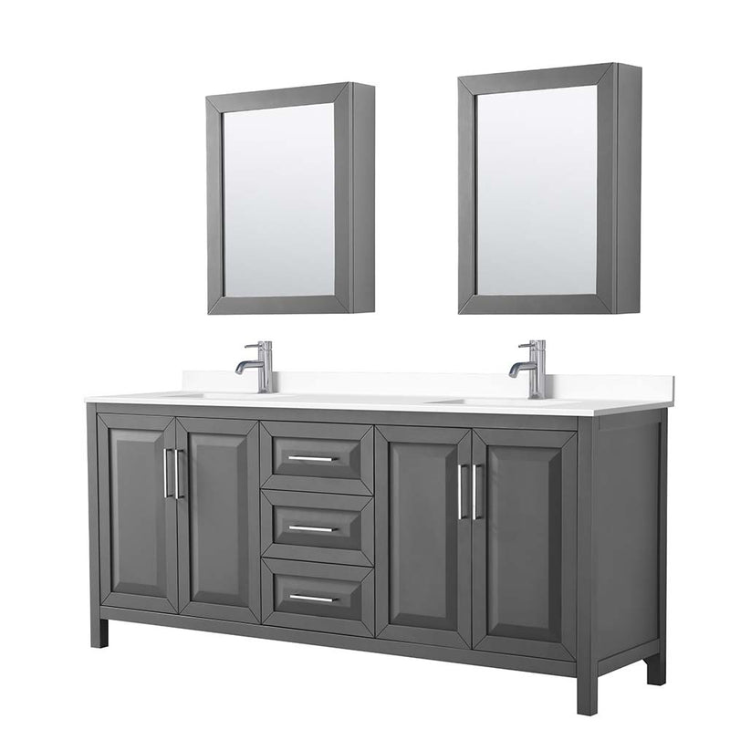Daria 80 Inch Double Bathroom Vanity in Dark Gray - 86