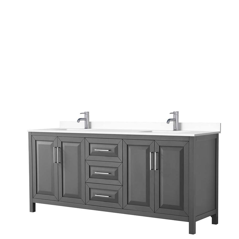 Daria 80 Inch Double Bathroom Vanity in Dark Gray - 72