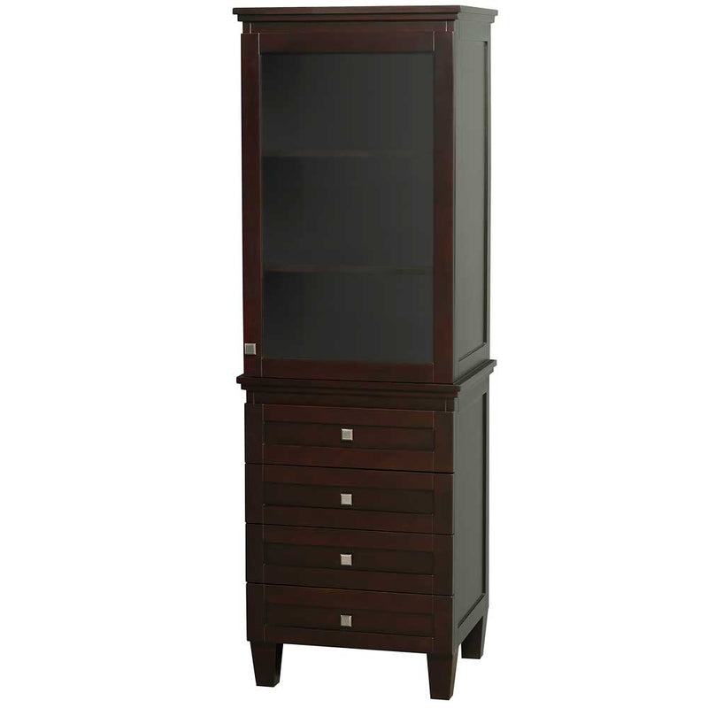 Acclaim Bathroom Linen Tower in Espresso with Shelved Cabinet Storage and 4 Drawers