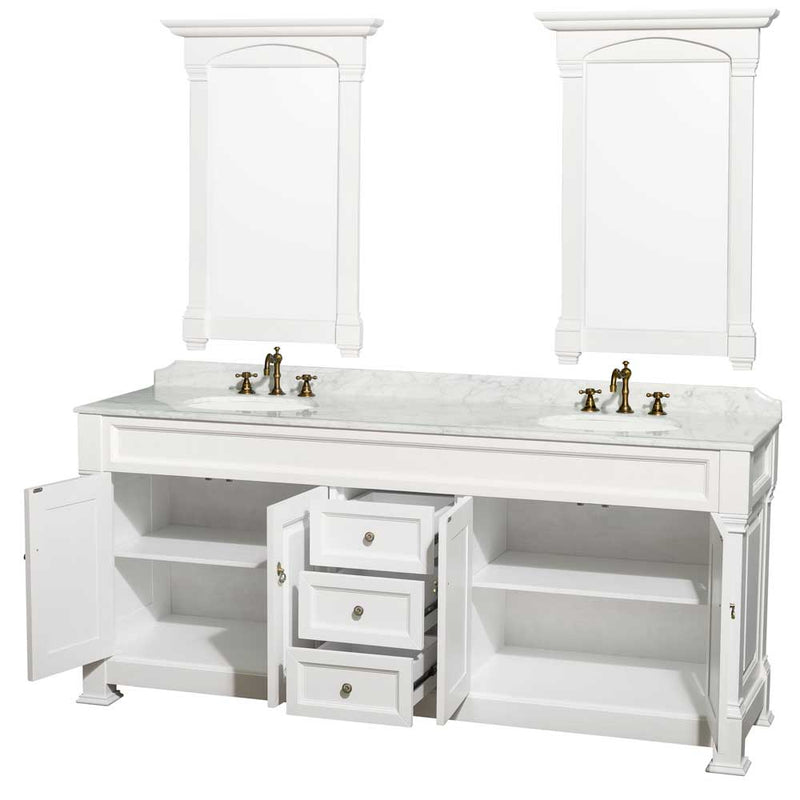 Andover 80 Inch Double Bathroom Vanity in White - 8