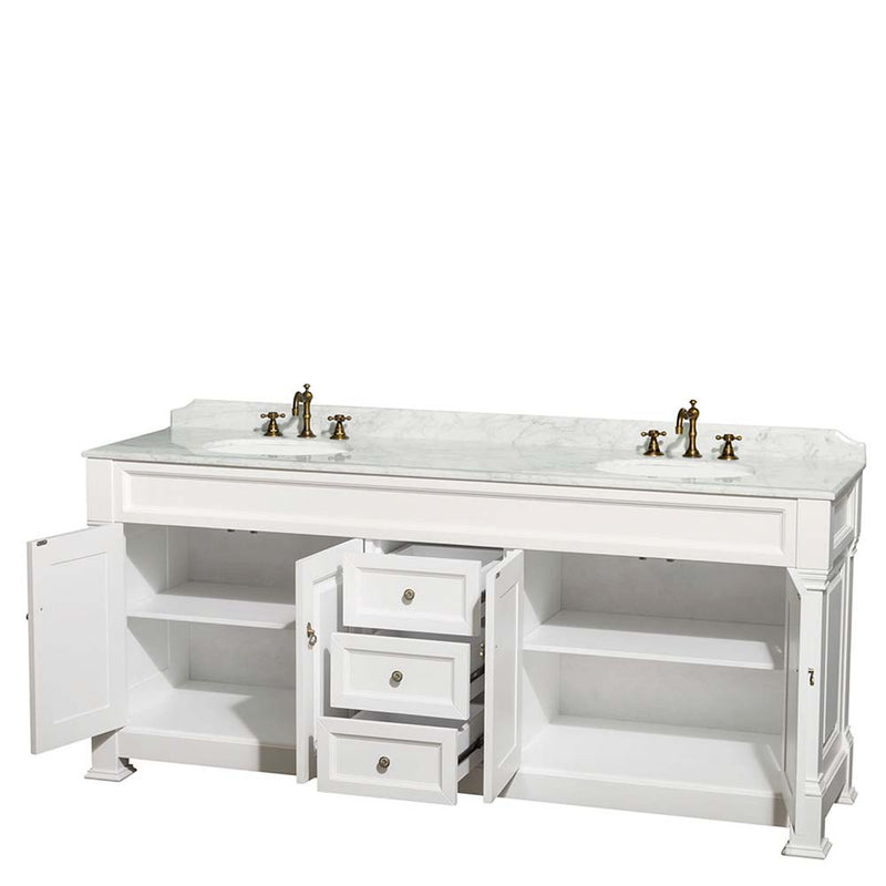 Andover 80 Inch Double Bathroom Vanity in White - 6