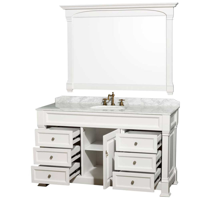 Andover 60 Inch Single Bathroom Vanity in White - 8