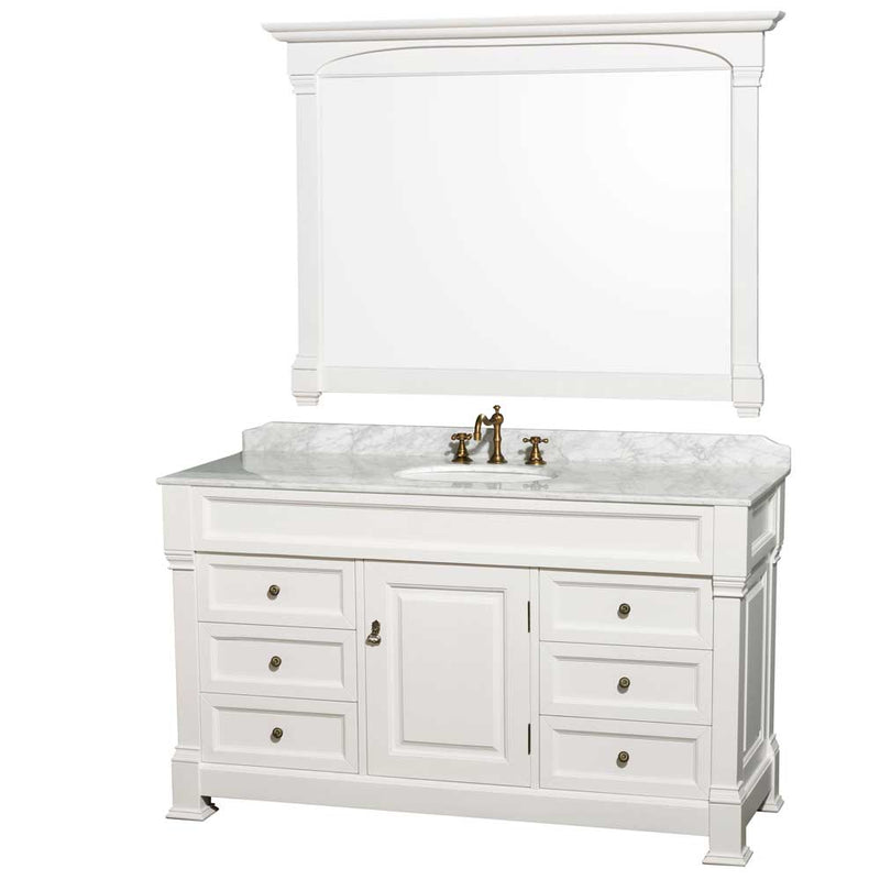 Andover 60 Inch Single Bathroom Vanity in White - 7