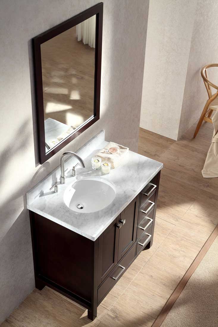 Ariel Bath Cambridge 37" Single Sink Vanity Set w/ Left Offset Sink in Espresso 3