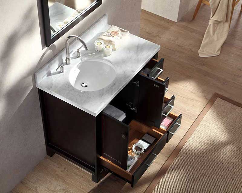 Ariel Bath Cambridge 37" Single Sink Vanity Set w/ Left Offset Sink in Espresso 5