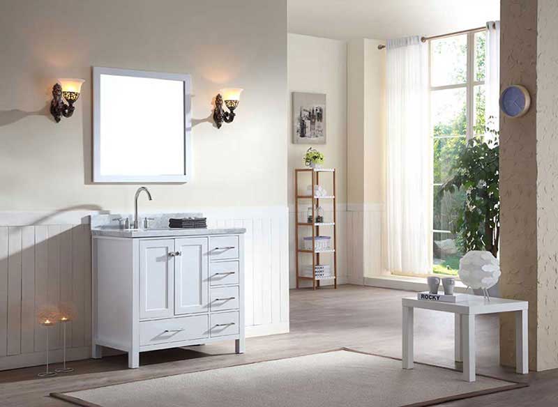 Ariel Cambridge 37" Single Sink Vanity Set w/ Left Offset Sink in White 2
