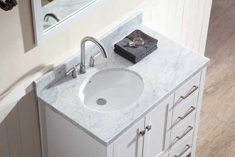 Ariel Cambridge 37" Single Sink Vanity Set w/ Left Offset Sink in White 3