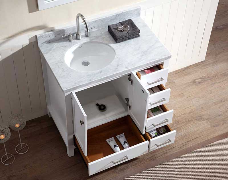 Ariel Cambridge 37" Single Sink Vanity Set w/ Left Offset Sink in White 4