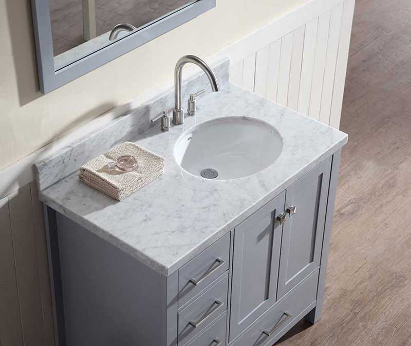 Ariel Cambridge 37" Single Sink Vanity Set w/ Right Offset Sink in Grey 3