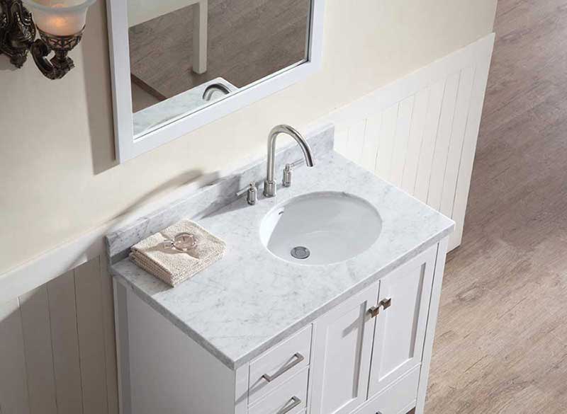 Ariel Cambridge 37" Single Sink Vanity Set w/ Right Offset Sink in White 3