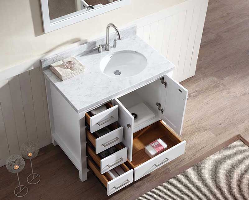 Ariel Cambridge 37" Single Sink Vanity Set w/ Right Offset Sink in White 4