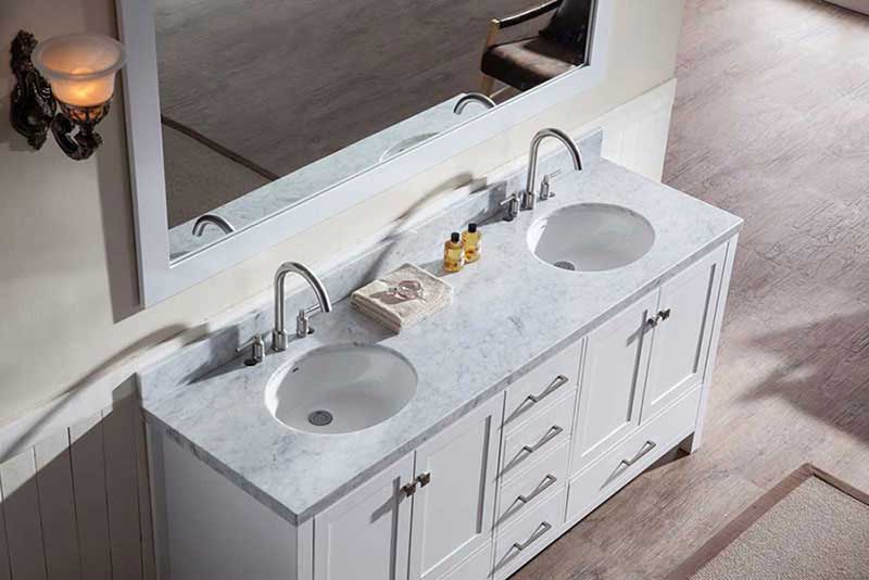 Ariel Cambridge 73" Double Sink Vanity Set in White 3
