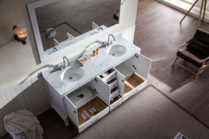 Ariel Cambridge 73" Double Sink Vanity Set in White 4
