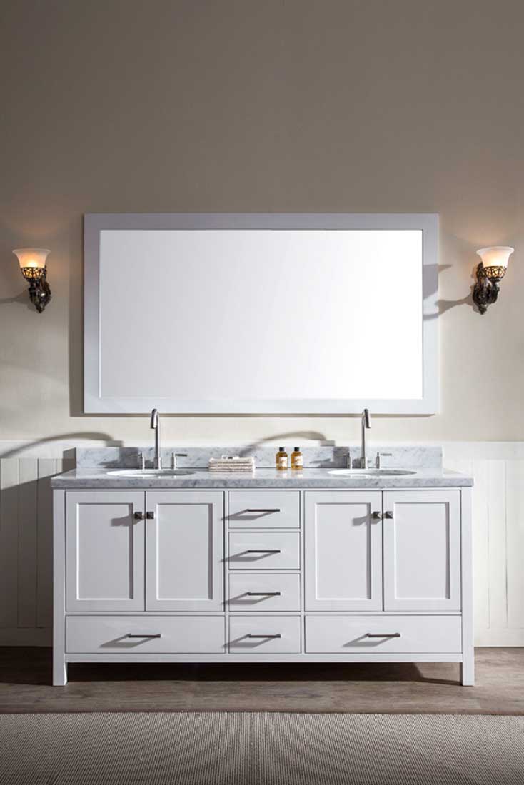 Ariel Cambridge 73" Double Sink Vanity Set in White