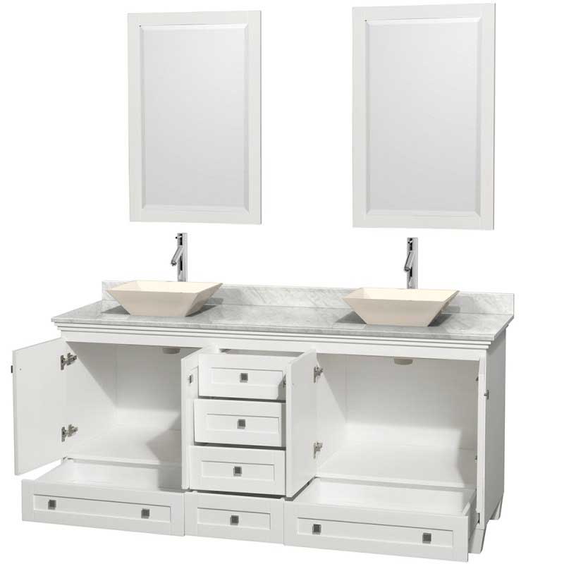 Wyndham Collection Acclaim 72" Double Bathroom Vanity for Vessel Sinks - White WC-CG8000-72-DBL-VAN-WHT 7