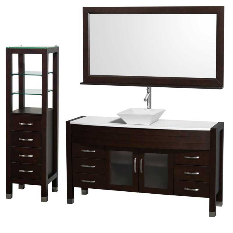 Wyndham Collection Daytona 60" Bathroom Vanity with Vessel Sink, Mirror and Cabinet - Espresso WC-A-W2109-60-T-ESP-SET