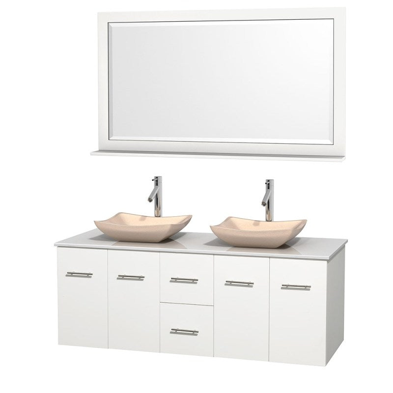 Wyndham Collection Centra 60" Double Bathroom Vanity Set for Vessel Sinks - Matte White WC-WHE009-60-DBL-VAN-WHT 6