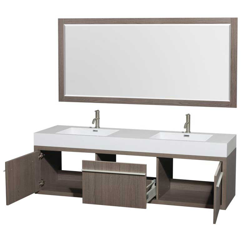 Wyndham Collection Axa 72" Wall-Mounted Bathroom Vanity Set With Integrated Sinks - Gray Oak WC-R4300-72-VAN-GRO 3