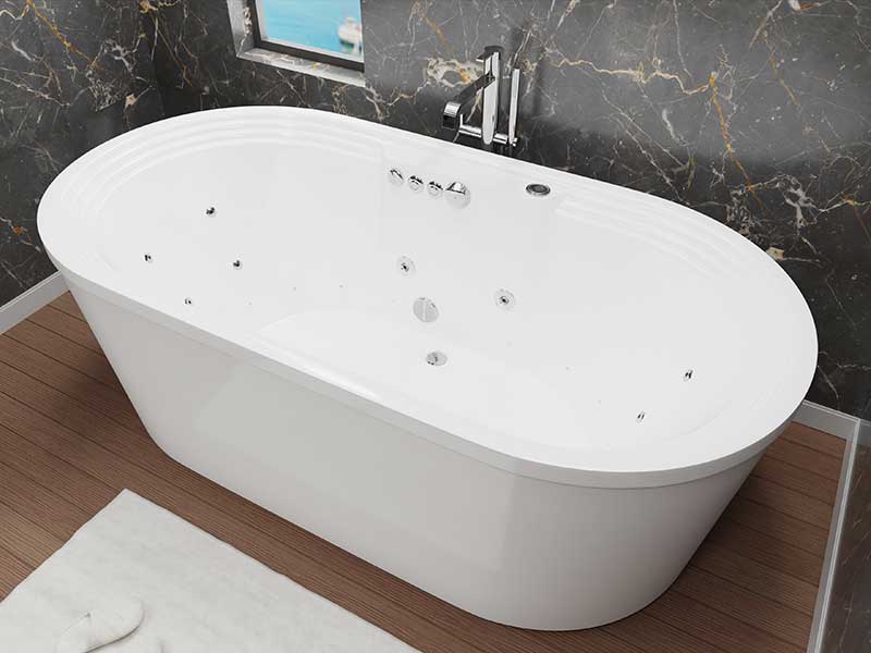Anzzi Sofi 5.6 ft. Center Drain Whirlpool and Air Bath Tub in White FT-AZ201 3