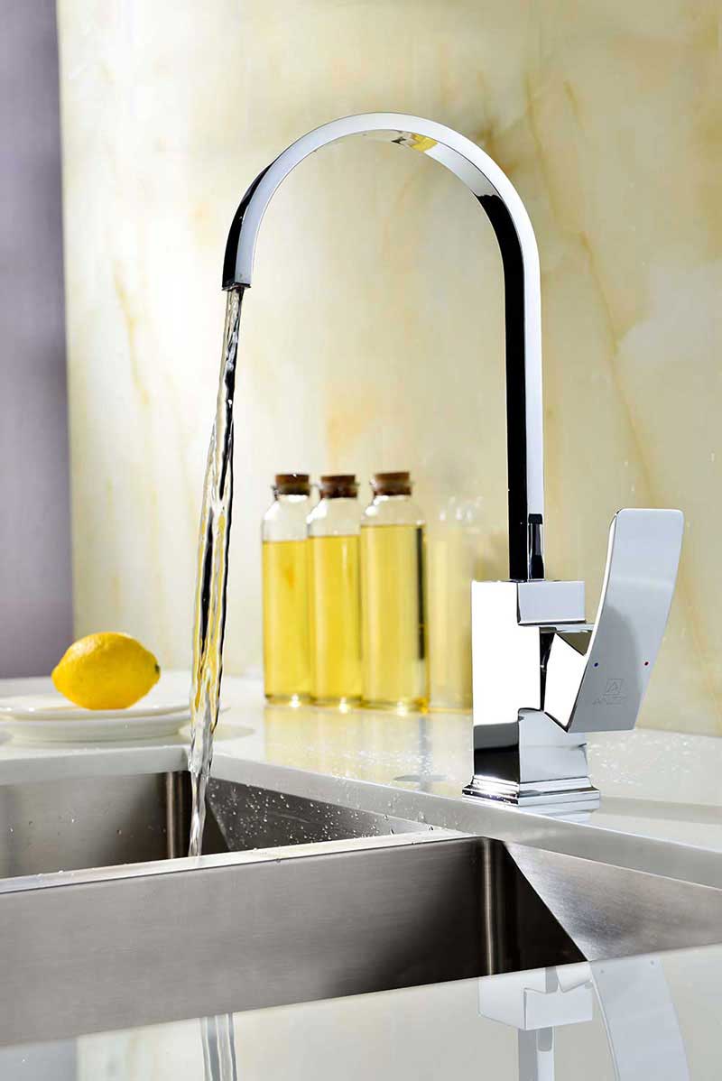 Anzzi Opus Series Single Handle Kitchen Faucet in Polished Chrome 5