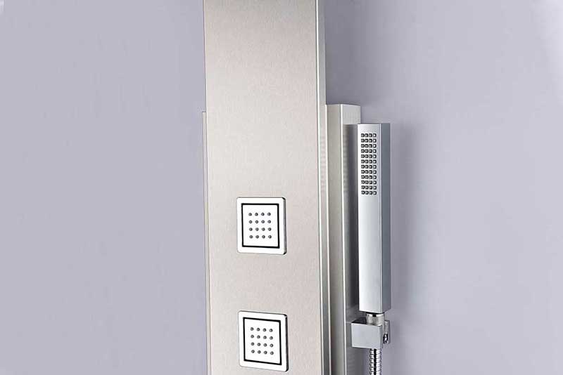Anzzi VISOR Series 60 in. Full Body Shower Panel System with Heavy Rain Shower and Spray Wand in Brushed Steel 5
