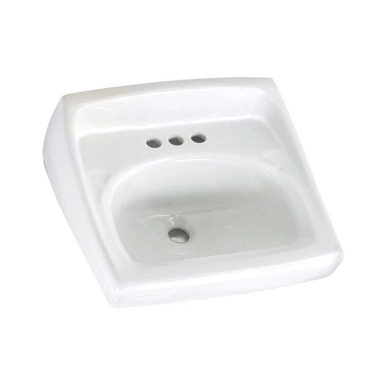 American Standard 0355.012.020 Lucerne Wall-Mounted Bathroom Sink with Faucet Holes on 4" Center in White