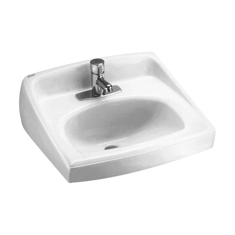 American Standard 0356.041.020 Lucerne Wall-Mount Bathroom Sink for Exposed Bracket Support by Others with Center Hole Only in White