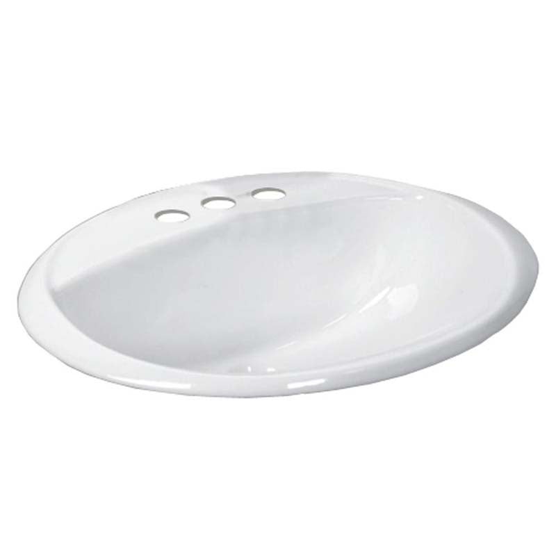 American Standard 0439.004US.020 Ohio Self-Rimming Countertop Bathroom Sink in White with Faucet Holes on 4" Centers