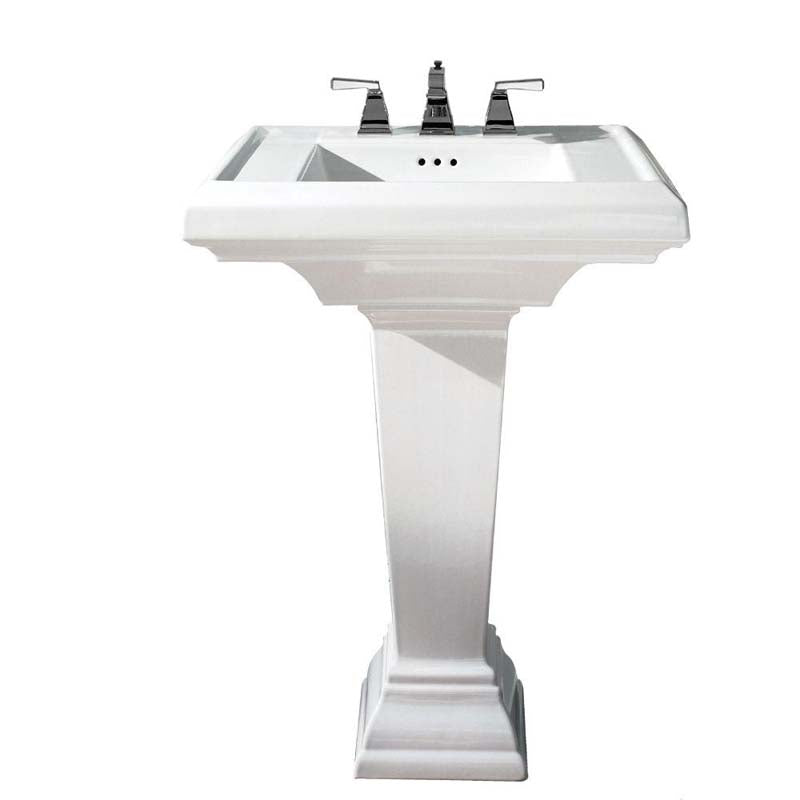American Standard 0780.800.020 Town Square Pedestal Combo Bathroom Sink with Faucet Centers in White