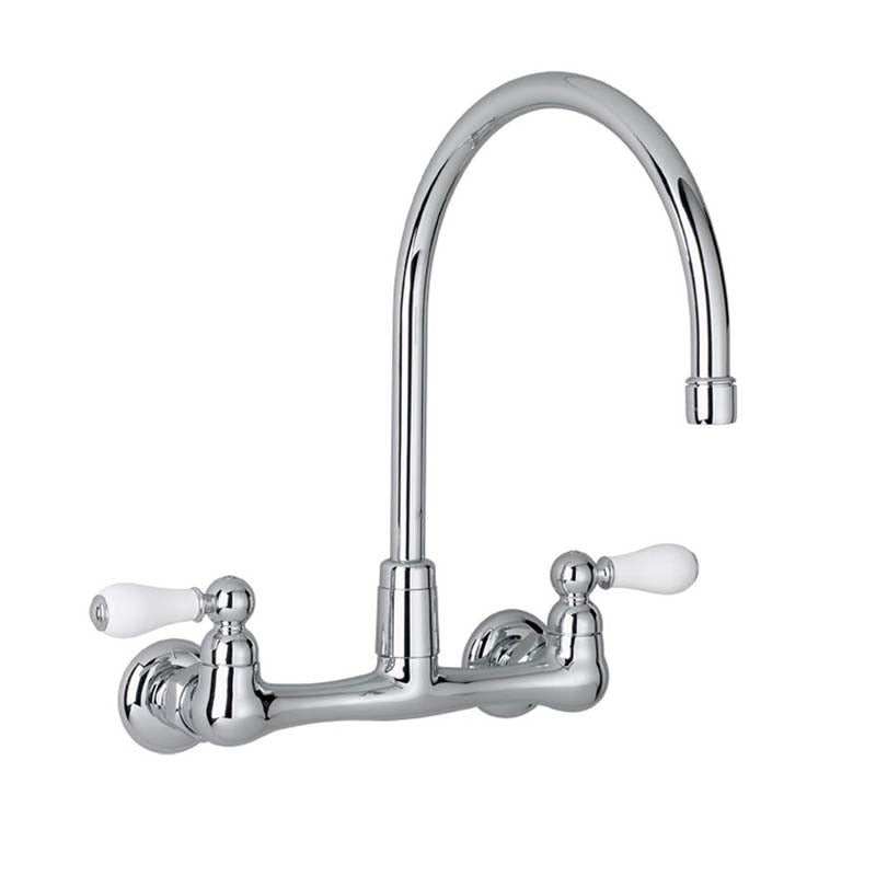 American Standard 7293.252.002 Heritage 2-Handle Wall-Mount Kitchen Faucet in Polished Chrome with Gooseneck Spout