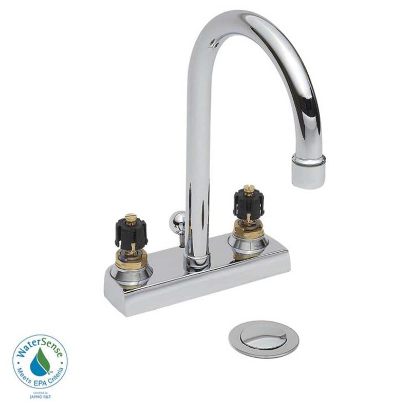 American Standard 7401.000.002 Heritage 2-Handle High-Arc Faucet in Polished Chrome with Metal Pop-Up Drain