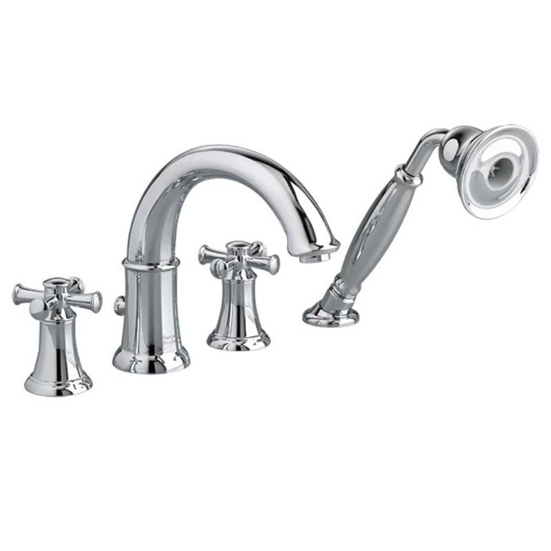 American Standard 7420.921.002 Portsmouth Deck-Mount Tub Filler with Personal Shower, Cross Handles in Polished Chrome