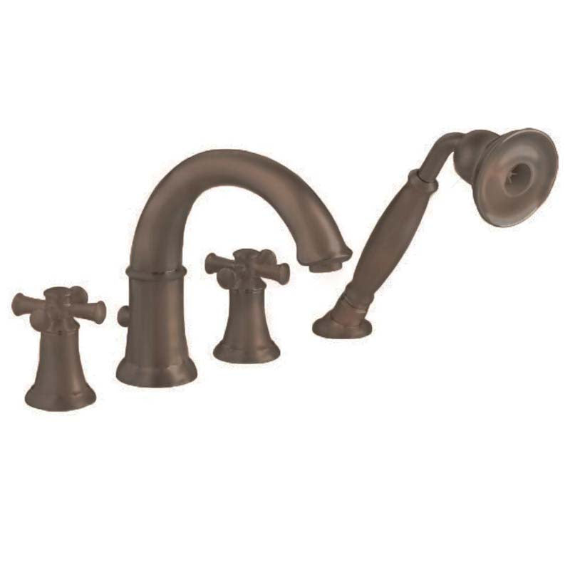American Standard 7420.921.224 Portsmouth Deck-Mount Tub Filler with Personal Shower, Cross Handles in Oil Rubbed Bronze