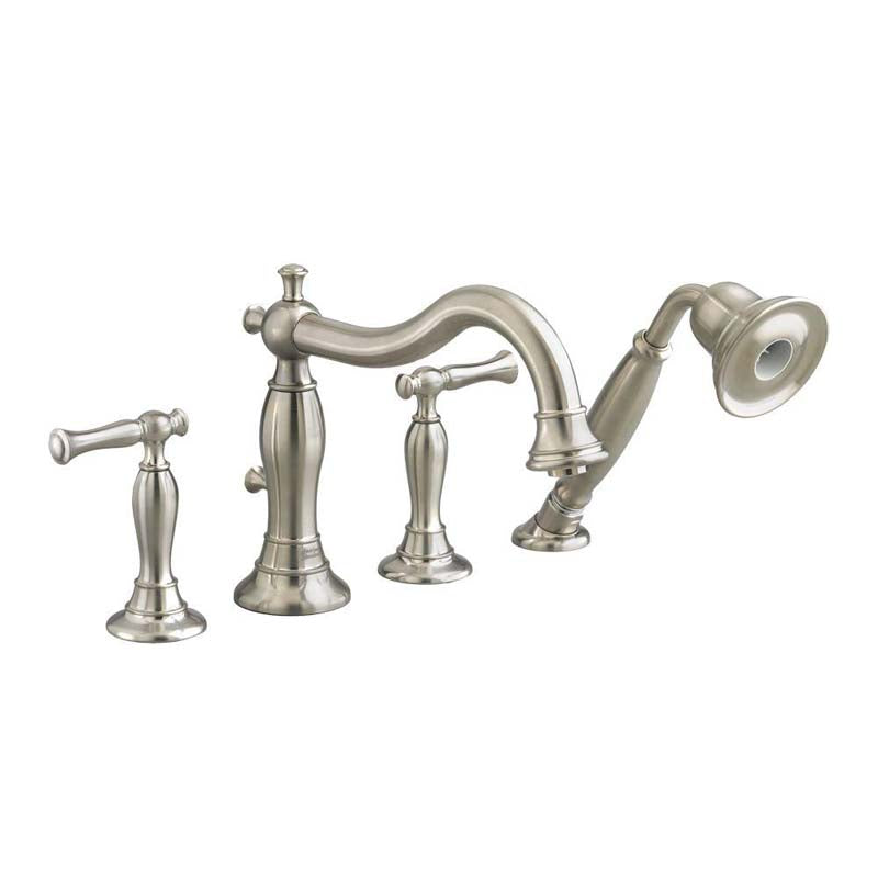 American Standard 7440.901.295 Quentin 2-Handle Deck-Mount Roman Tub Faucet with Handshower in Satin Nickel