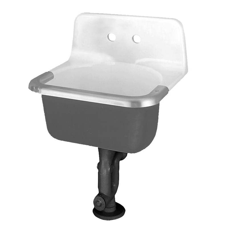 American Standard 7695.008.020 Akron Service Sink with Drilled Back on 8" Centers and Rim Guard in Glossy Porcelain