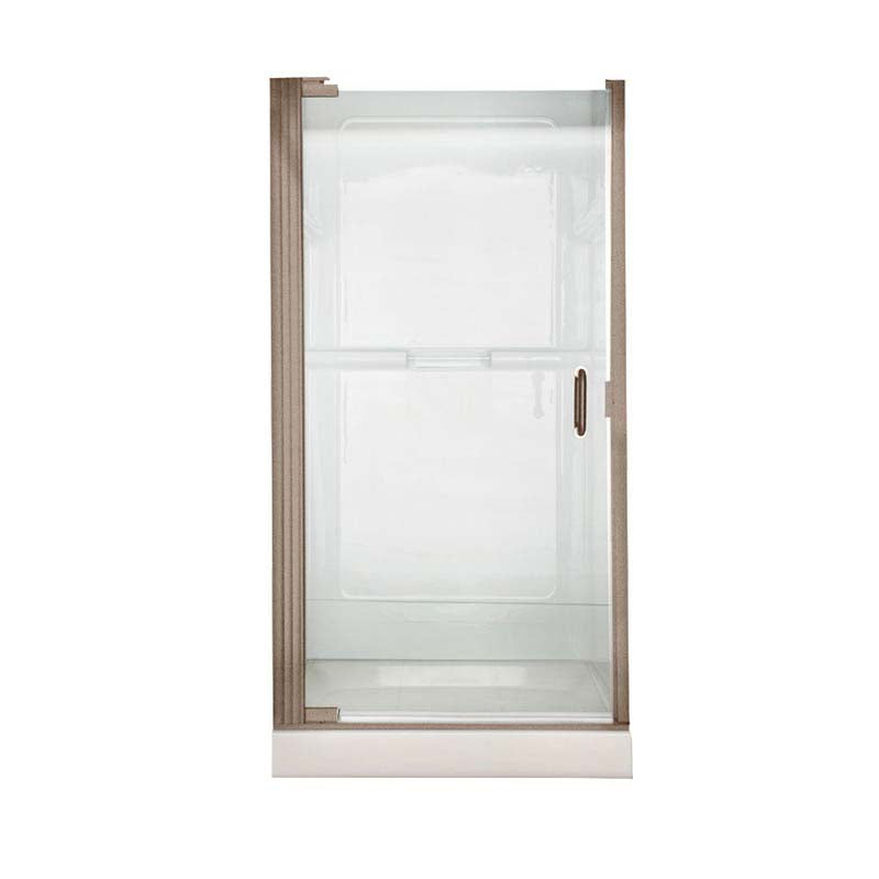 American Standard AM0305D.400.006 Euro Frameless Continueous Hinge Pivot Shower Door in Brushed Nickel with Clear Glass