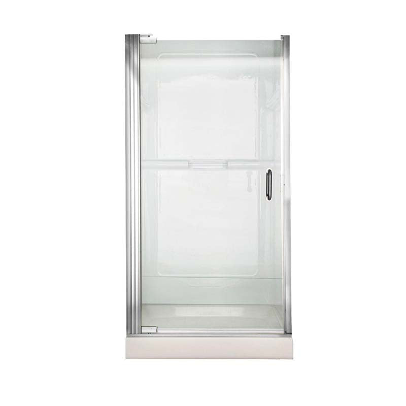 American Standard AM0305D.400.213 Euro Frameless Continueous Hinge Pivot Shower Door in Silver Finish with Clear Glass