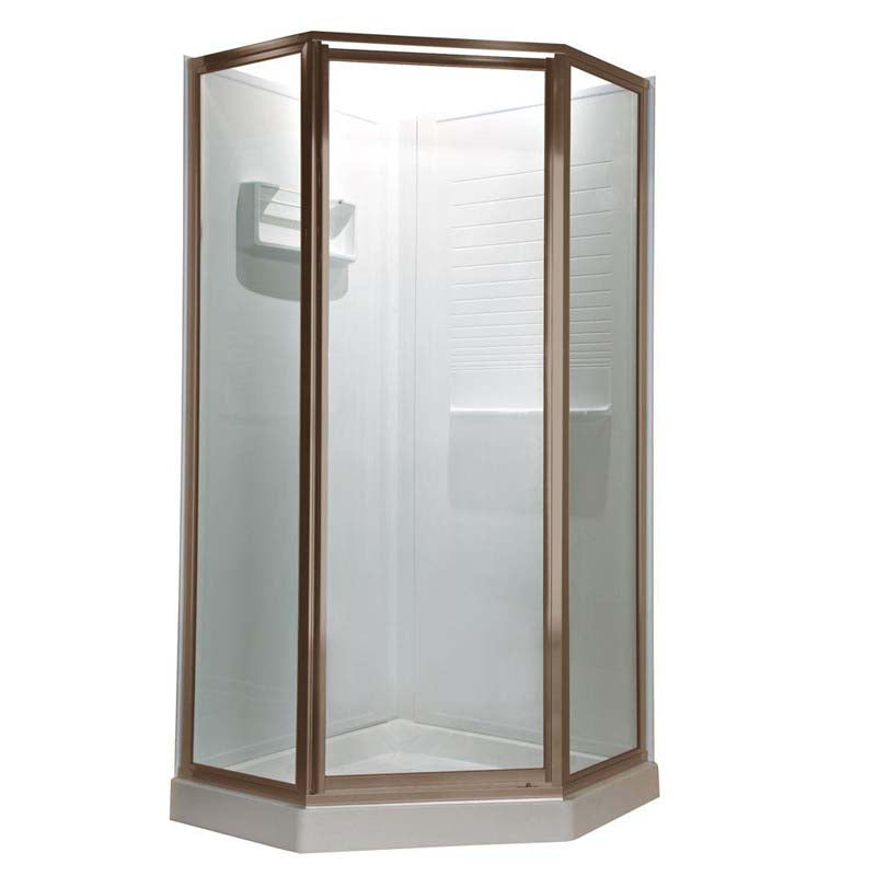 American Standard AMOPQF1.400.006 Prestige Neo-Angle Shower Door in Brushed-Nickel Finish with Clear Glass
