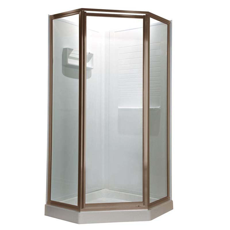 American Standard AMOPQF2.400.006 Prestige Neo-Angle Shower Door in Brushed Nickel Finish with Clear Glass