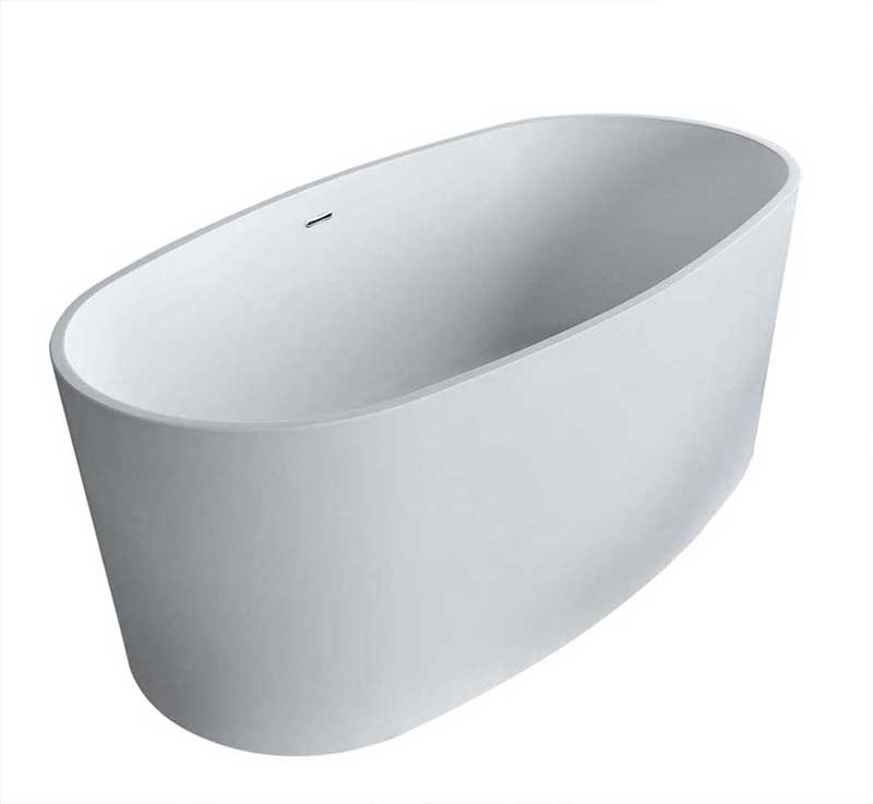 Anzzi Roccia 5.1 ft. Man-Made Stone Freestanding Non-Whirlpool Bathtub in Matte White and Kase Series Faucet in Chrome 2