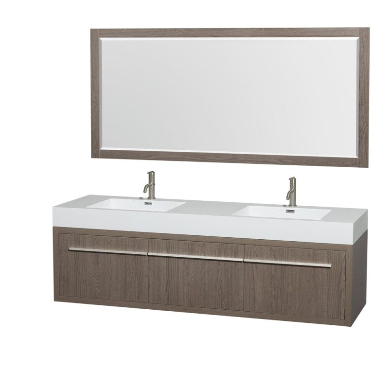 Wyndham Collection Axa 72" Wall-Mounted Bathroom Vanity Set With Integrated Sinks - Gray Oak WC-R4300-72-VAN-GRO
