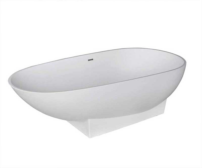 Anzzi Volo 5.9 ft. Man-Made Stone Freestanding Non-Whirlpool Bathtub in Matte White and Dawn Series Faucet in Chrome 2