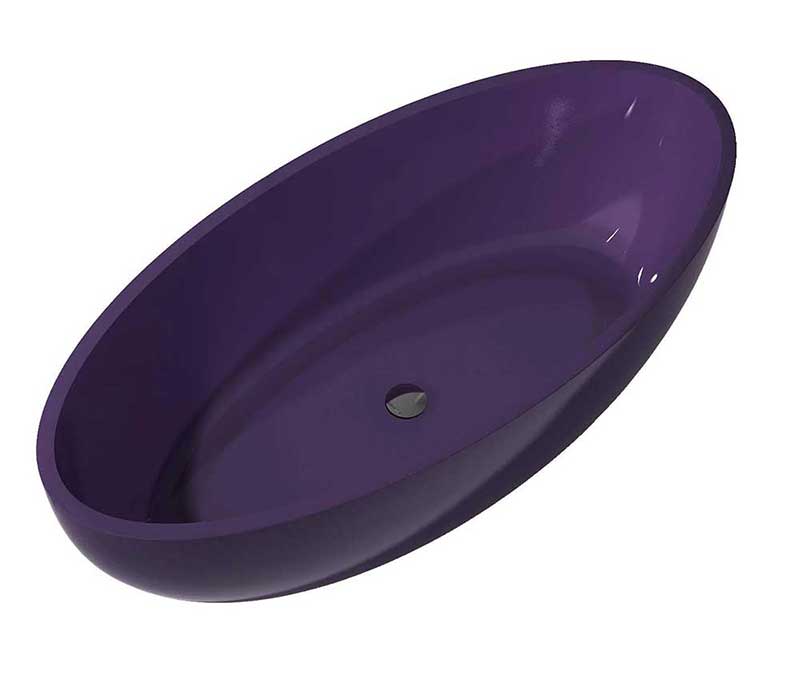 Anzzi Opal 5.6 ft. Man-Made Stone Freestanding Non-Whirlpool Bathtub in Evening Violet and Kase Series Faucet in Chrome 2